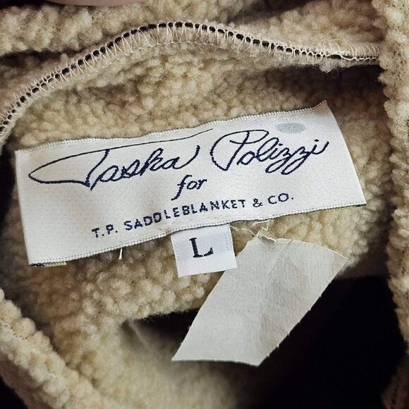 Tasha Polizzi Faux Suede Fleece Lined Vest Black Women's L Embroidered Full Zip - Picture 7 of 10